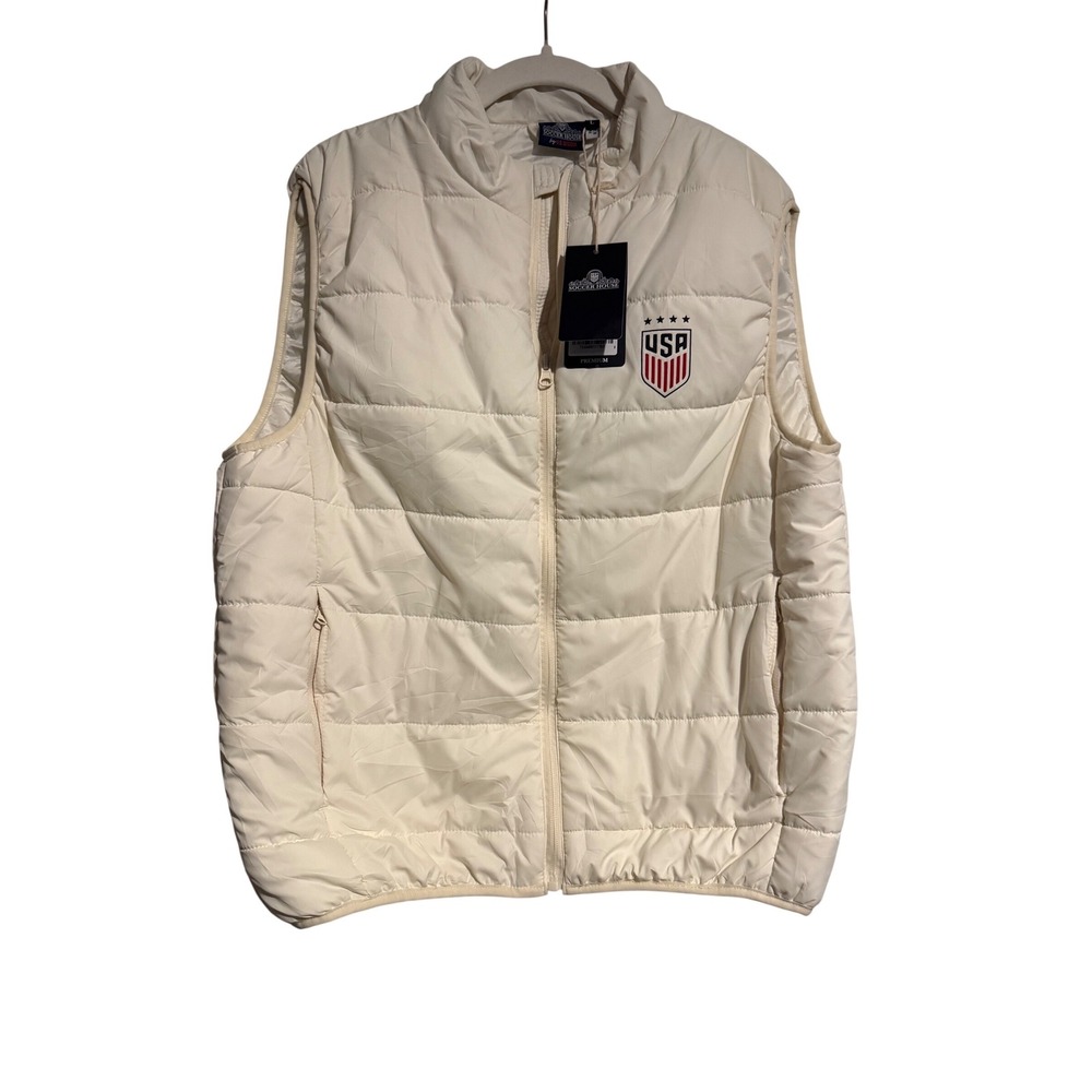 Soccer House US Soccer USA National Team Puffer Vest White Full Zip OW3038 L